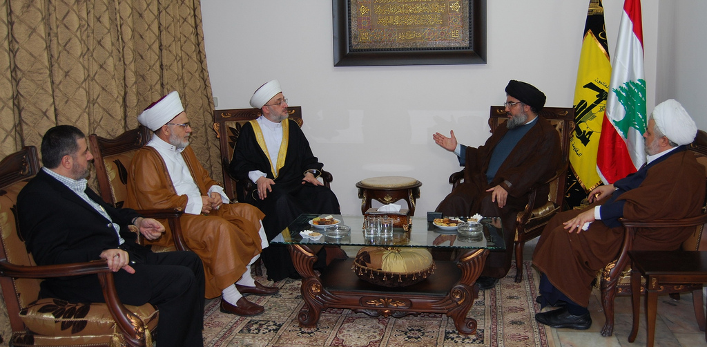 Hezbollah chief  Hassan Nasr and al-Ahbash leader Sheikh Hussam Qaraqira
